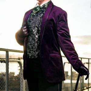 INC Men's Small Purple Velvet Suit Smoking Jacket